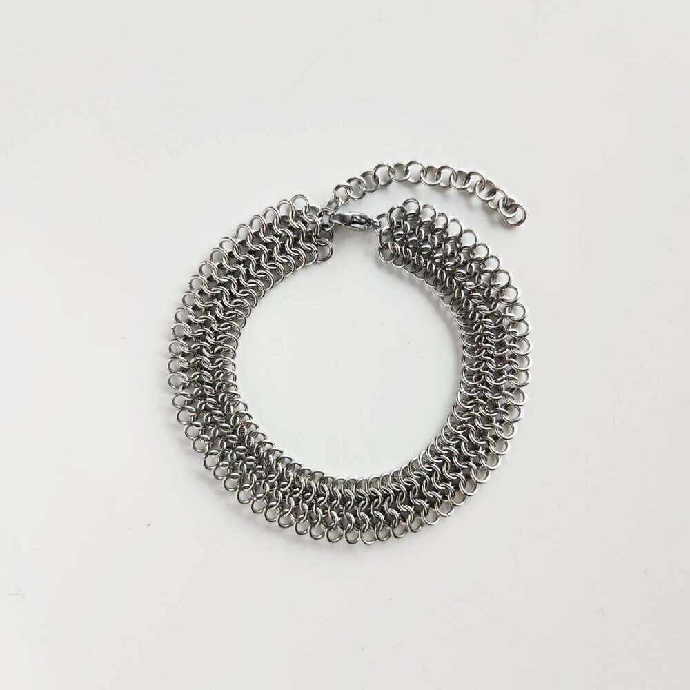 Vintage unique modern medieval dainty silver chain mail bracelet - Picture 11 of 13